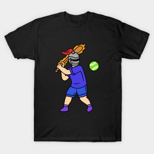 Cute cartoon knight playing softball T-Shirt